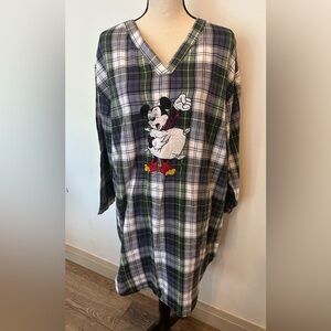 Disneyland Resort Pajama Dress Mickey  Mouse Plaid blue and green SZ S Cotton